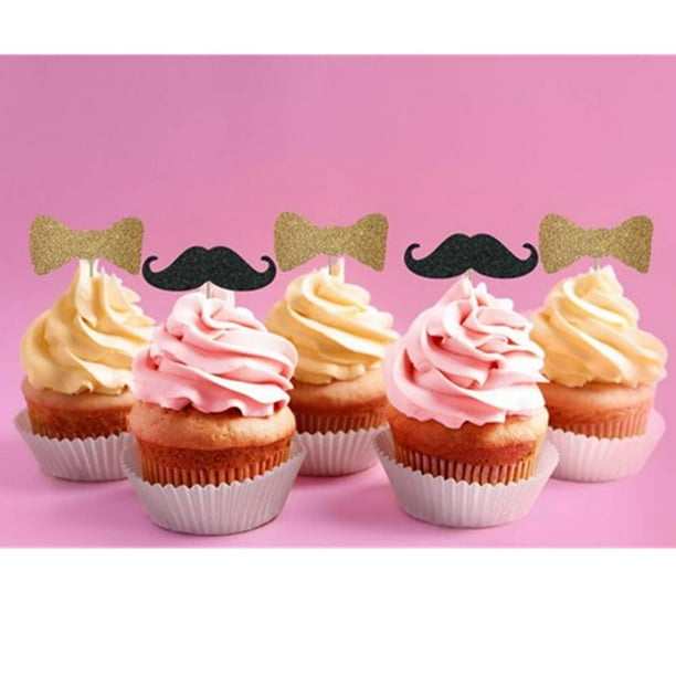 PINK MUSTACHE Edible Cupcake Cookie Topper Image Frosting Sticker PERSONALIZED! 